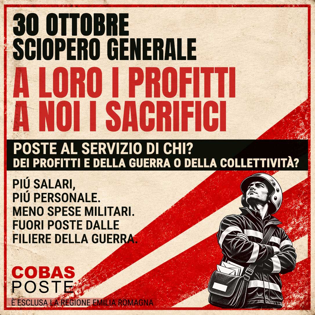 30 OTTOBRE, SCIOPERO GENERALE